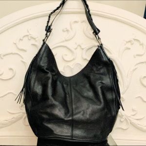 Leather Tasseled Hobo Shoulder Bag NWOT